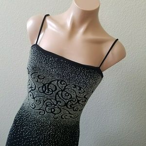 Gorgeous Black Dress with rhinestone pattern
